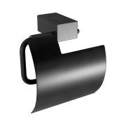 Держатель для туалетной бумаги Lemark SMOOTH LINE с крышкой, чёрный матовый