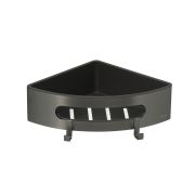 Полка для душа угловая Lemark SHELF LINE из нерж. стали с крючками, графит/вставка-пластик графит