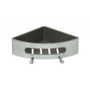 Полка для душа угловая Lemark SHELF LINE из нерж. стали с крючками, хром/вставка-пластик графит