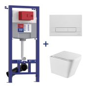 Комплект 3в1: Инсталляция Lemark PENEDA EXPERT для унитазов с кнопкой смыва BIT хром глянец + унитаз подвесной безободковый FLOREX Торнадо белый глянец