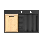 Кухонная мойка Lemark IORDANA 780 прямоугольная из нержавеющей стали с аксессуарами в комплекте: ролл-мат, коландер, разделочная доска