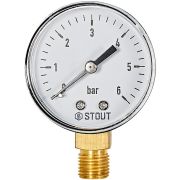 Манометр радиальный STOUT корпус Dn 50 мм 1/4 , 0...6 бар, кл.2.5