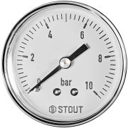 Манометр аксиальный STOUT корпус Dn 50 мм 1/4 , 0...10 бар, кл.2.5