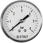 Манометр аксиальный STOUT корпус Dn 50 мм 1/4 , 0...6 бар, кл.2.5