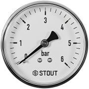 Манометр аксиальный STOUT корпус Dn 63 мм 1/4 , 0...6 бар, кл.2.5