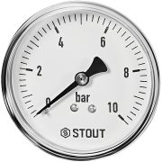Манометр аксиальный STOUT корпус Dn 63 мм 1/4 , 0...10 бар, кл.2.5