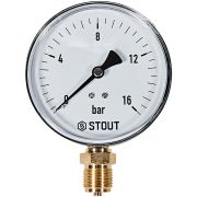 Манометр радиальный STOUT корпус Dn 100 мм 1/2 , 0...16 бар, кл.2.5