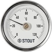 SIM-1004-630015 STOUT Термометр биметаллический накладной с пружиной. Корпус Dn 63 мм, 0...120°С, 1«-2»