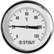 SIM-1001-805015 STOUT Термометр биметаллический осевой с погружной гильзой. Корпус Dn 80 мм, гильза 50 мм 1/2 , 0...120°С
