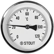 SIM-1001-105015 STOUT Термометр биметаллический осевой с погружной гильзой. Корпус Dn 100 мм, гильза 50 мм 1/2 , 0...120°С