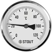 SIM-1001-107515 STOUT Термометр биметаллический осевой с погружной гильзой. Корпус Dn 100 мм, гильза 75 мм 1/2 , 0...120°С