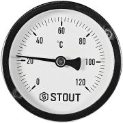 SIM-1001-637515 STOUT Термометр биметаллический осевой с погружной гильзой. Корпус Dn 63 мм, гильза 75 мм 1/2 , 0...120°С