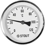 SIM-1001-101015 STOUT Термометр биметаллический осевой с погружной гильзой. Корпус Dn 100 мм, гильза 100 мм 1/2 , 0...120°С
