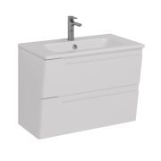 Тумба Lemark MIANO 80 см под 1 раковину, подвесная, 2 ящика, цвет корпуса, фасада: Белый глянец